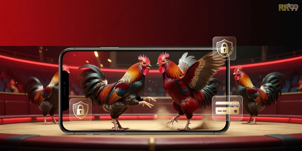 Minh họa khái niệm đá gà online rr99 với giao diện nền tảng cá cược