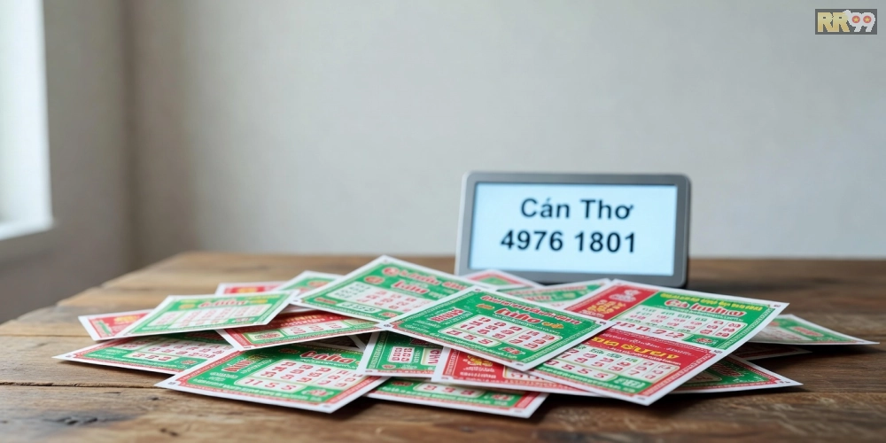 Minh họa khái niệm xổ số cần thơ rr99 với hình ảnh vé số và kết quả trực tuyến