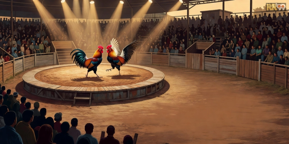 Hình ảnh trường gà Thomo được phát trực tiếp qua rr99 với không khí sôi động